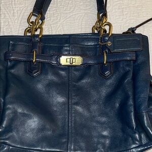 Coach Dark Blue Leather Shoulder Bag
